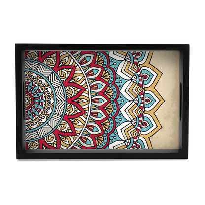 Mandala Vintage 2 Serving Tray with Cutout Handles (Wood) 8" x 12"