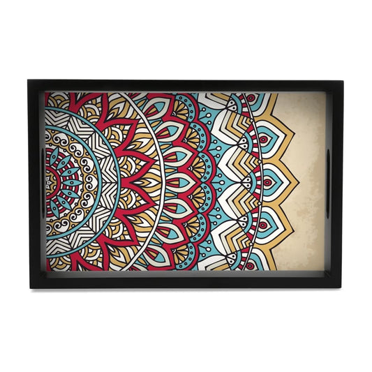 Mandala Vintage 2 Serving Tray with Cutout Handles (Wood) 8" x 12"