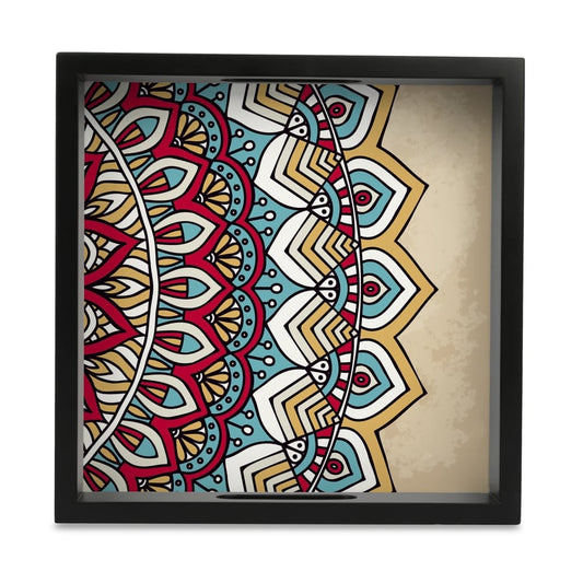 Mandala Vintage 2 Serving Tray with Cutout Handles (Wood) 9" x 9"