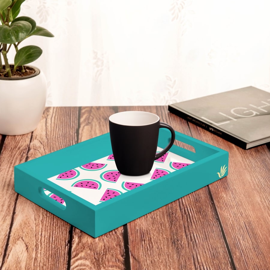 Watermelon Serving Tray with Cutout Handles (Wood) 8" x 12"