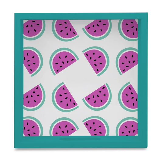 Watermelon Serving Tray with Cutout Handles (Wood) 9" x 9"