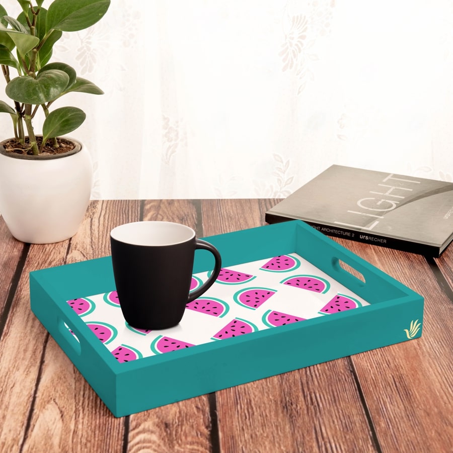 Watermelon Serving Tray with Cutout Handles (Wood) 10" x 14"