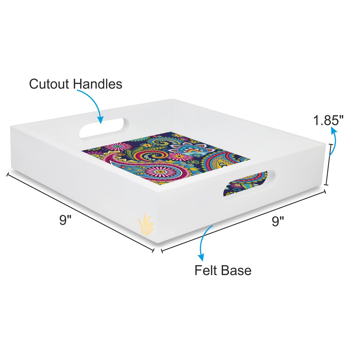 Blue Paisley Sq Tray