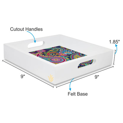 Blue Paisley Sq Tray
