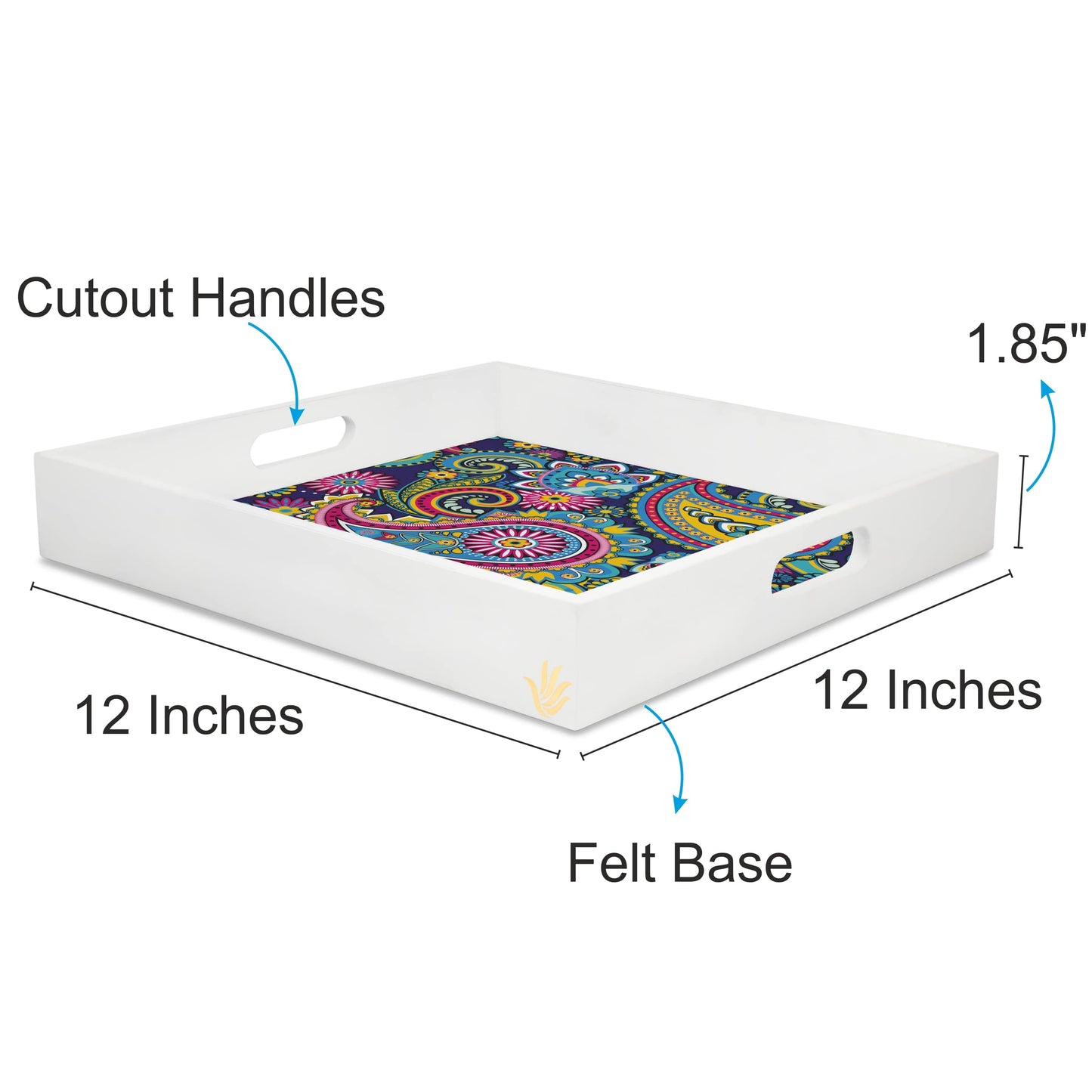 Blue Paisley Sq Tray