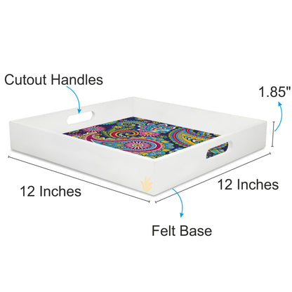 Blue Paisley Sq Tray