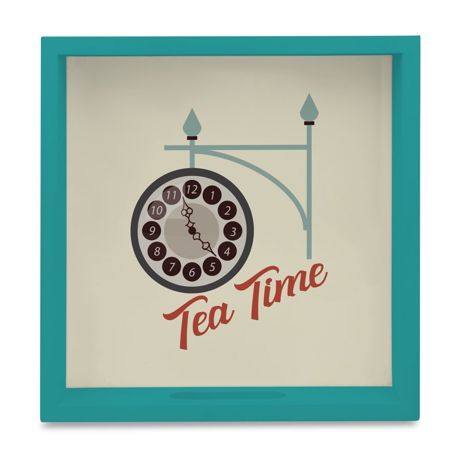 Tea Time Serving Tray with Cutout Handles (Wood) 9" x 9"