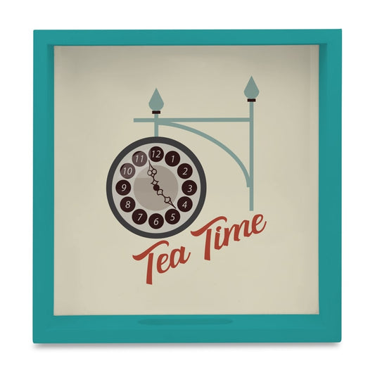 Tea Time Serving Tray with Cutout Handles (Wood) 9" x 9"