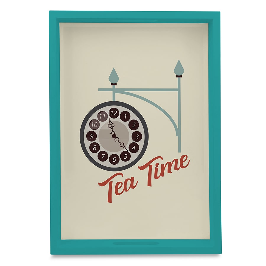 Tea Time Serving Tray with Cutout Handles (Wood) 10" x 14"