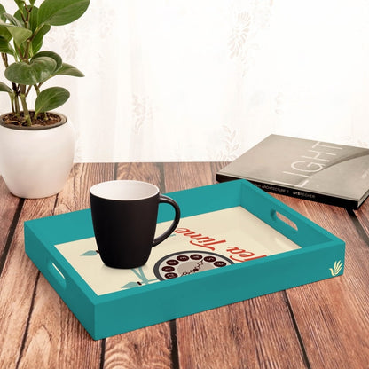 Tea Time Serving Tray with Cutout Handles (Wood) 10" x 14"
