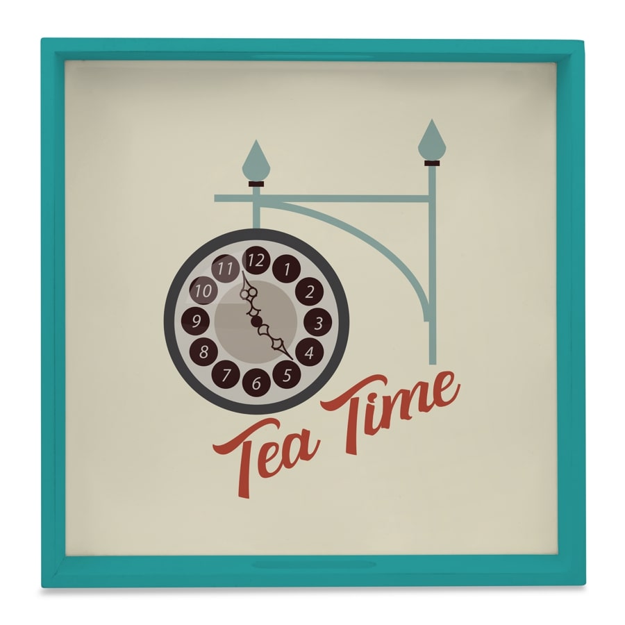 Tea Time Serving Tray with Cutout Handles (Wood) 12" x 12"