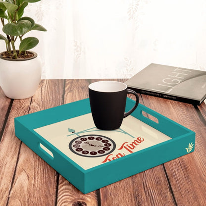 Tea Time Serving Tray with Cutout Handles (Wood) 12" x 12"