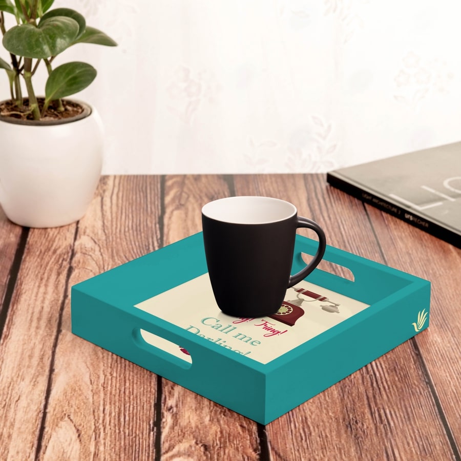Tring Tring Serving Tray with Cutout Handles (Wood) 9" x 9"