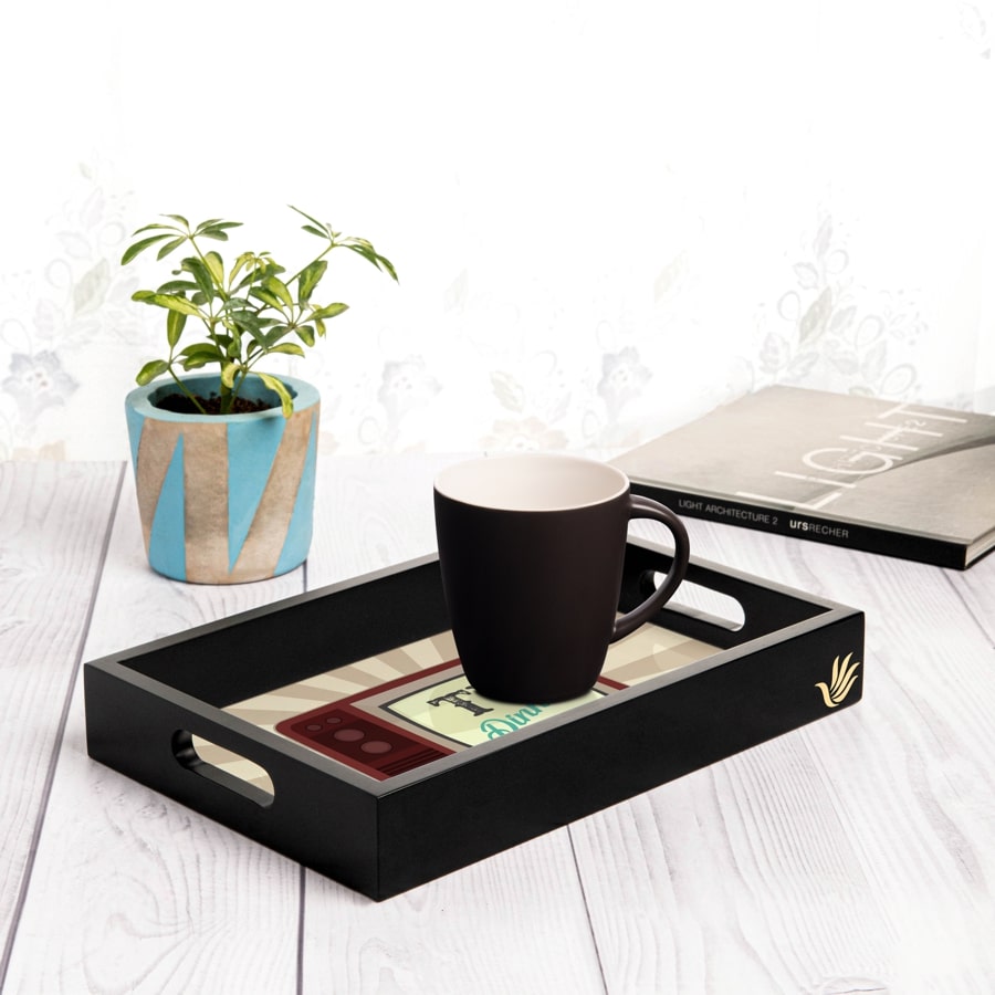 TV Dinner Serving Tray with Cutout Handles (Wood) 8" x 12"
