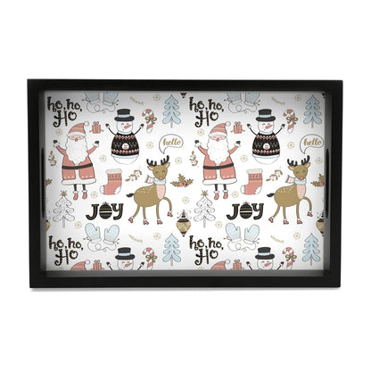 Xmas Allover Serving Tray with Cutout Handles (Wood) 8" x 12"