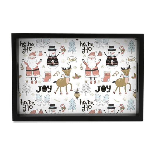 Xmas Allover Serving Tray with Cutout Handles (Wood) 8" x 12"