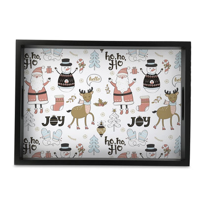 Xmas Allover Serving Tray with Cutout Handles (Wood) 10" x 14"