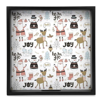 Xmas Allover Serving Tray with Cutout Handles (Wood) 12" x 12"