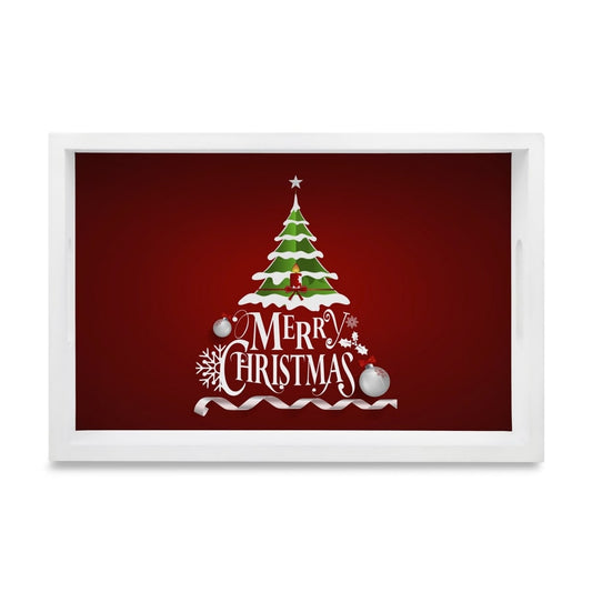 Xmas Tree Serving Tray with Cutout Handles (Wood) 8" x 12"