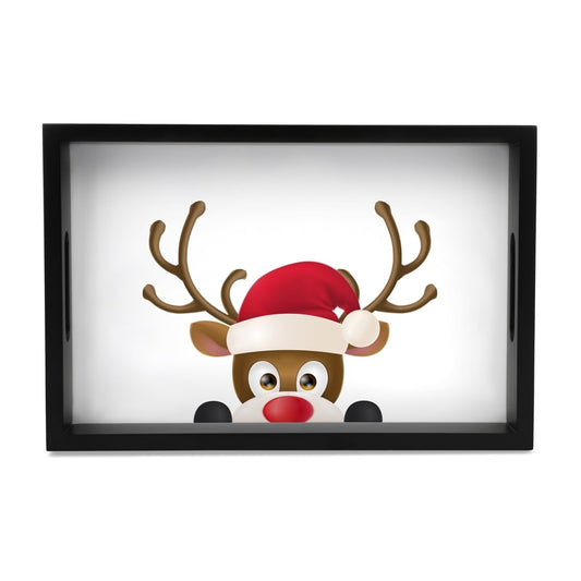 Xmas Reindeer Serving Tray with Cutout Handles (Wood) 8" x 12"