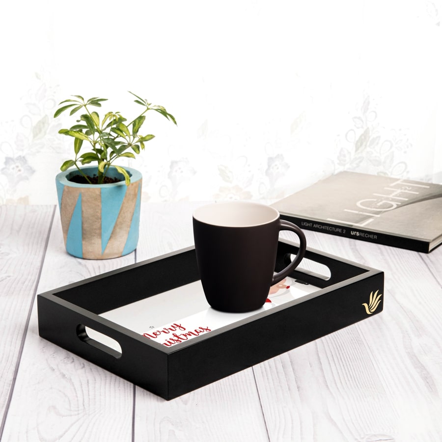 Xmas Santa Serving Tray with Cutout Handles (Wood) 8" x 12"