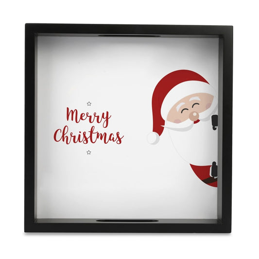 Xmas Santa Serving Tray with Cutout Handles (Wood) 9" x 9"