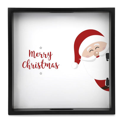 Xmas Santa Serving Tray with Cutout Handles (Wood) 12" x 12"