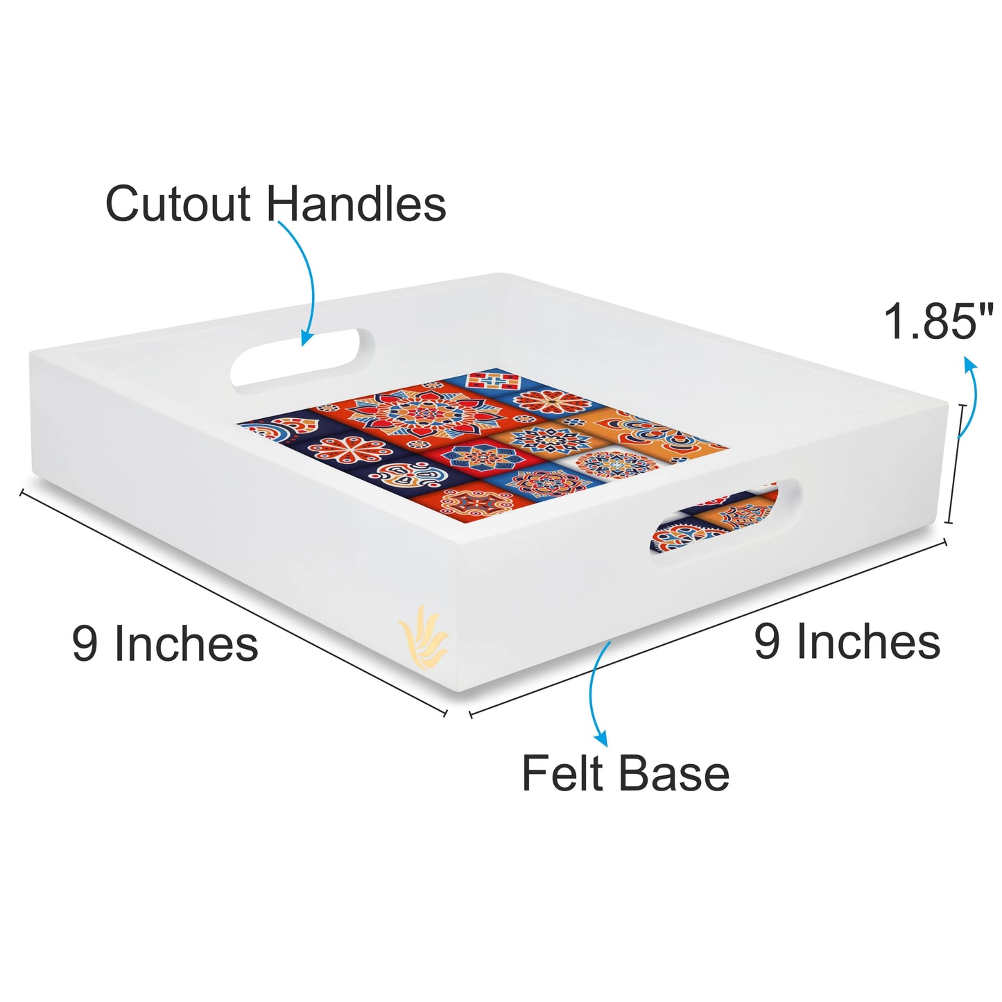 Floral Tiles Sq Tray