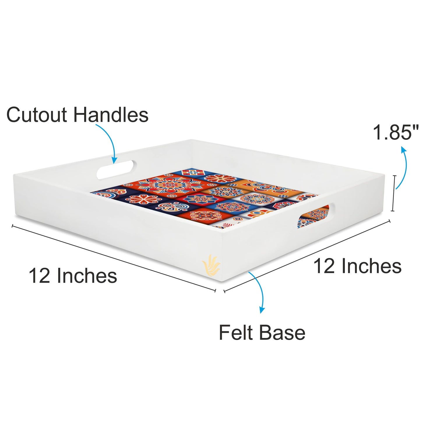 Floral Tiles Sq Tray