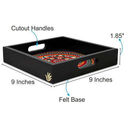Red Mandala Sq Tray
