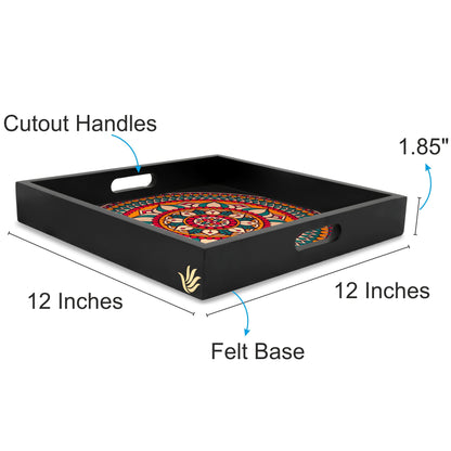 Red Mandala Sq Tray