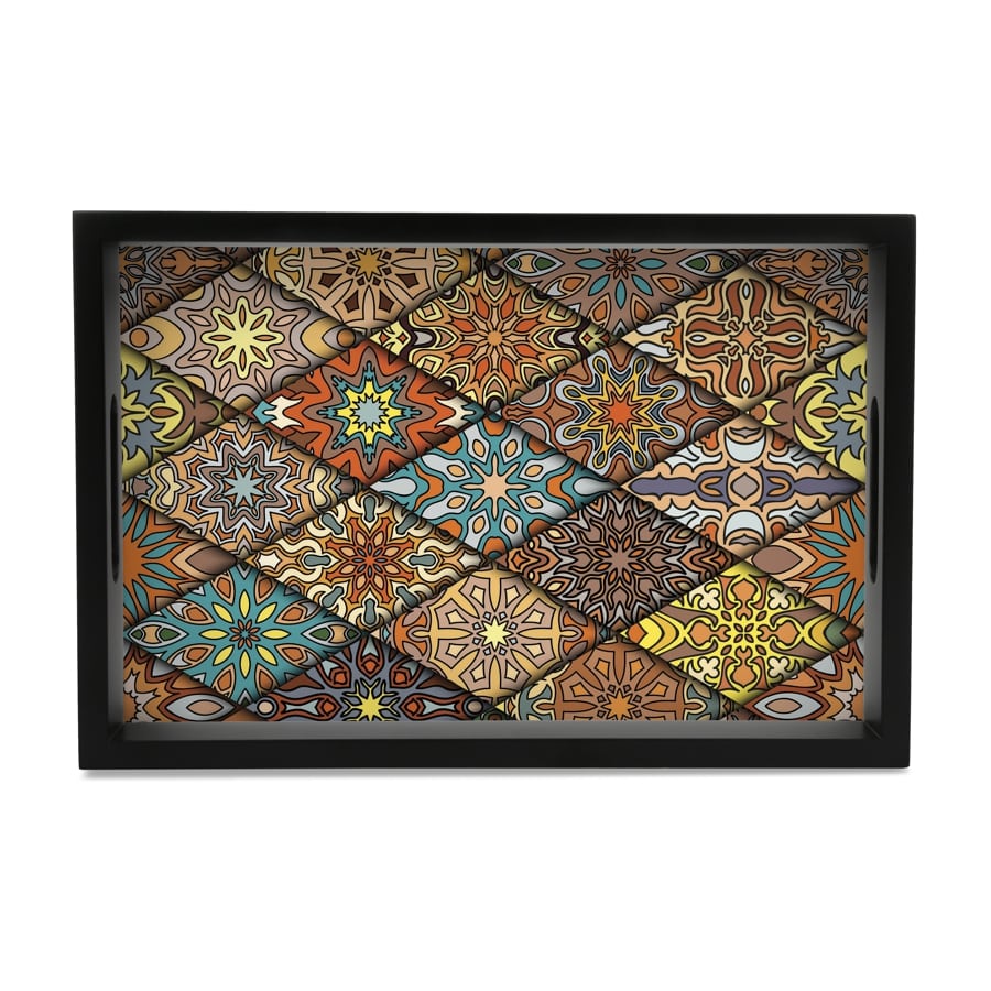 Diamond Serving Tray with Cutout Handles (Wood) 8" x 12"