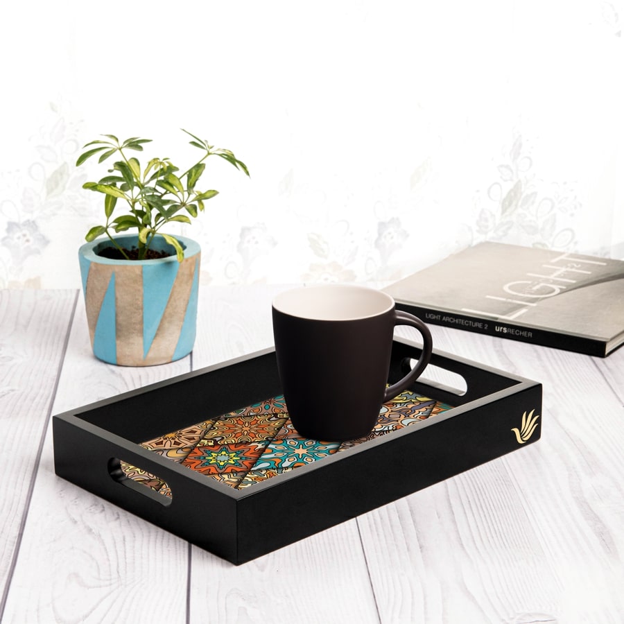 Diamond Serving Tray with Cutout Handles (Wood) 8" x 12"