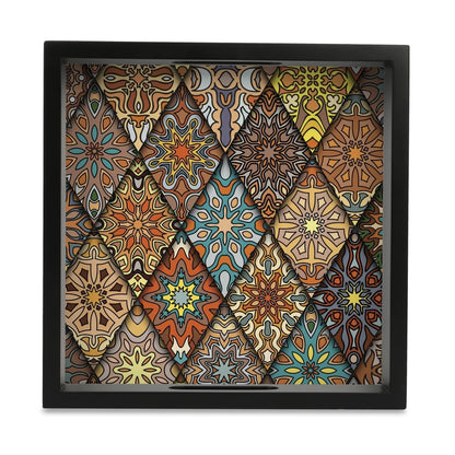 Diamond Serving Tray with Cutout Handles (Wood) 9" x 9"