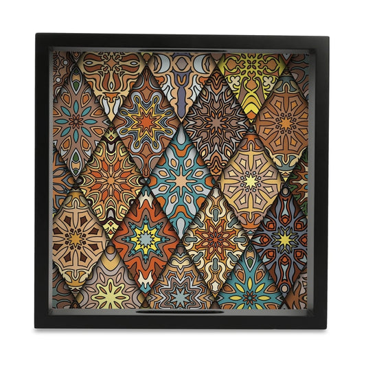 Diamond Serving Tray with Cutout Handles (Wood) 9" x 9"