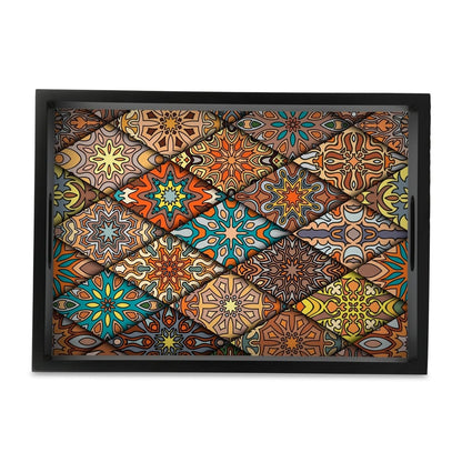 Diamond Serving Tray with Cutout Handles (Wood) 10" x 14"