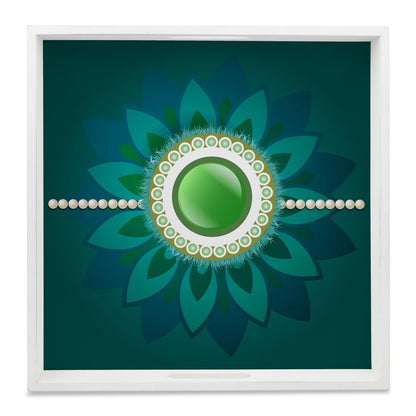 Rakhi Pearls Green Serving Tray with Cutout Handles (Wood) 12" x 12"