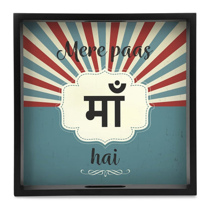 Bollywood Maa Serving Tray with Cutout Handles (Wood) 12" x 12"