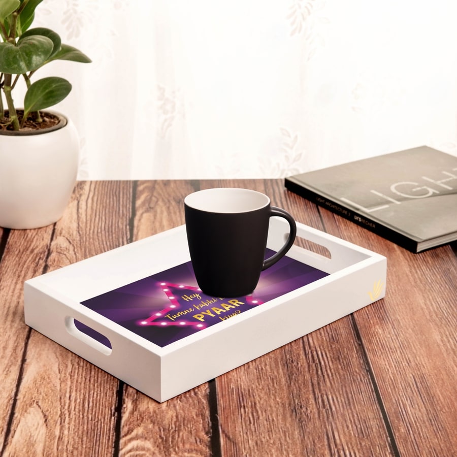 Bollywood Karz Serving Tray with Cutout Handles (Wood) 8" x 12"