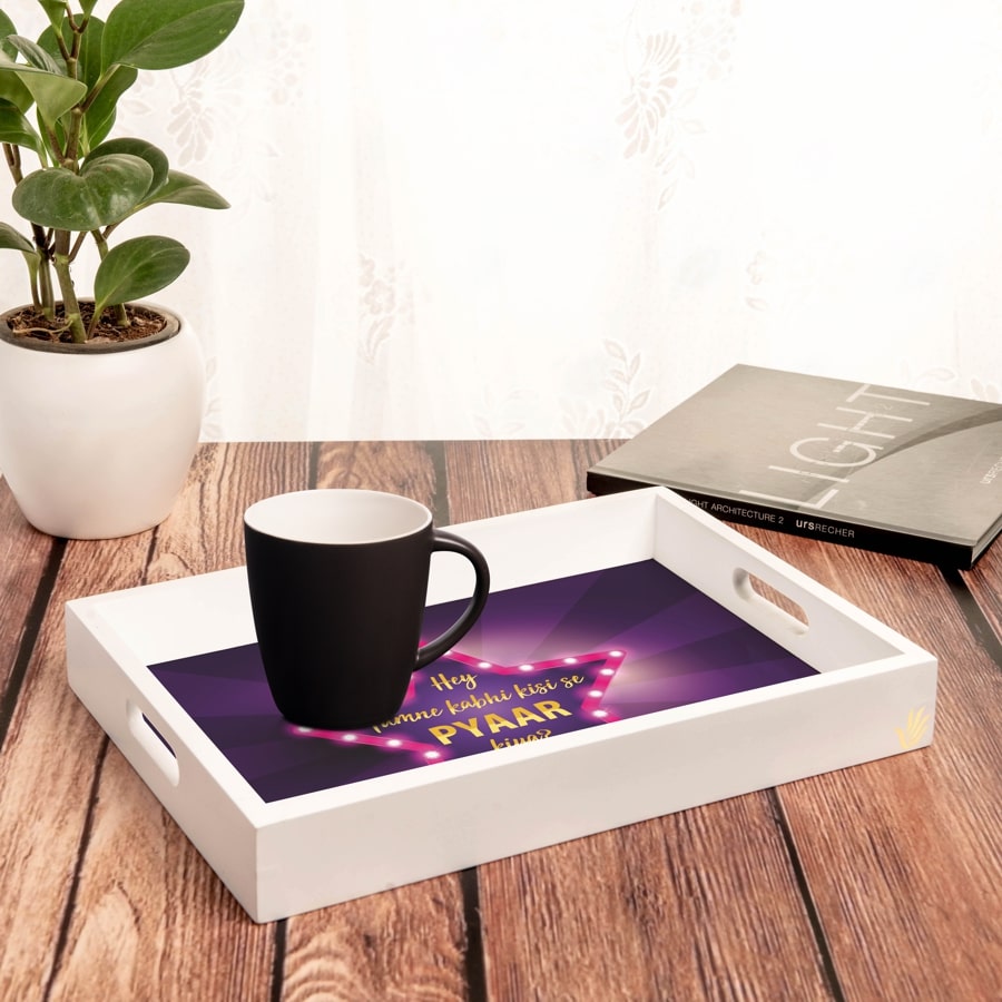 Bollywood Karz Serving Tray with Cutout Handles (Wood) 10" x 14"