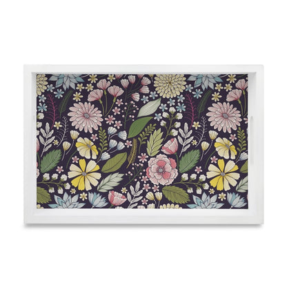 Floral Daisy Serving Tray with Cutout Handles (Wood) 8" x 12"