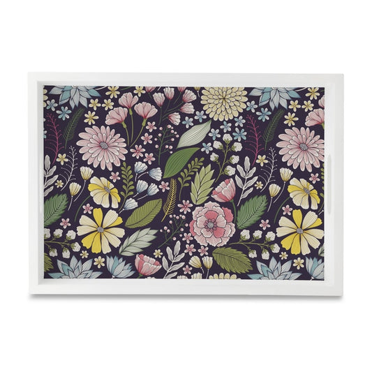 Floral Daisy Serving Tray with Cutout Handles (Wood) 10" x 14"