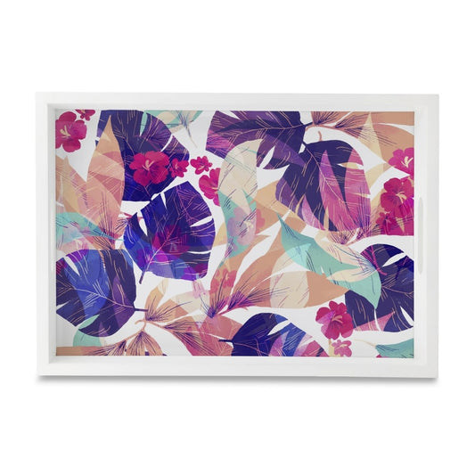Floral Hibiscus Serving Tray with Cutout Handles (Wood) 10" x 14"