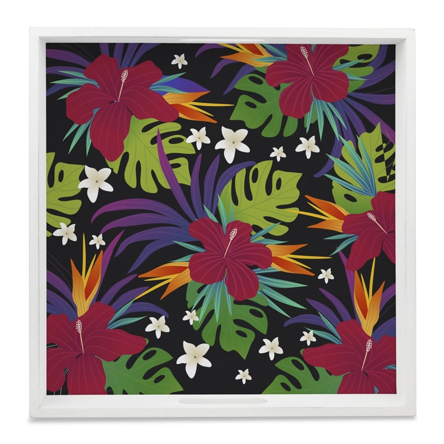 Hawaii Serving Tray with Cutout Handles (Wood) 12" x 12"