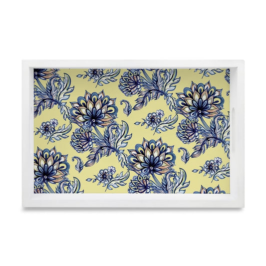 Batik Blue Serving Tray with Cutout Handles (Wood) 8"  x 12"
