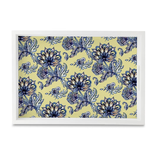 Batik Blue Serving Tray with Cutout Handles (Wood) 10"  x 14"