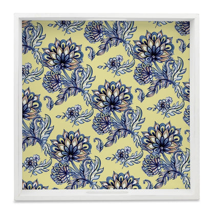 Batik Blue Serving Tray with Cutout Handles (Wood) 12"  x 12"