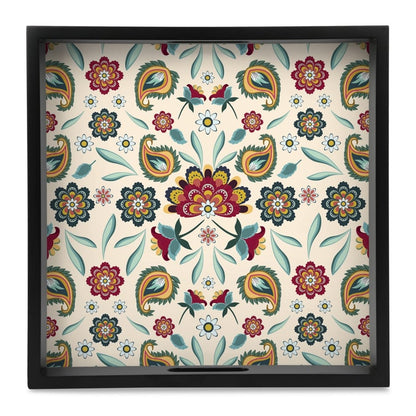 Aradhana Serving Tray with Cutout Handles (Wood) 12" x 12"
