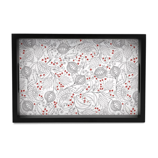 Pomegranate Serving Tray with Cutout Handles (Wood) 8" x 12"