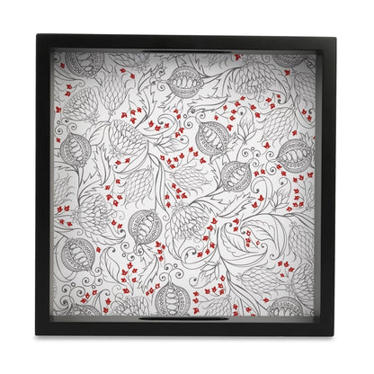 Pomegranate Serving Tray with Cutout Handles (Wood) 9" x 9"